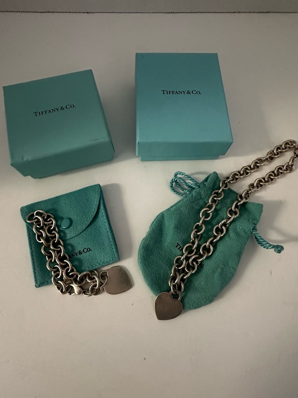 Authentic Tiffany & Co. Return to Tiffany Sterling Silver Heart Tag Set